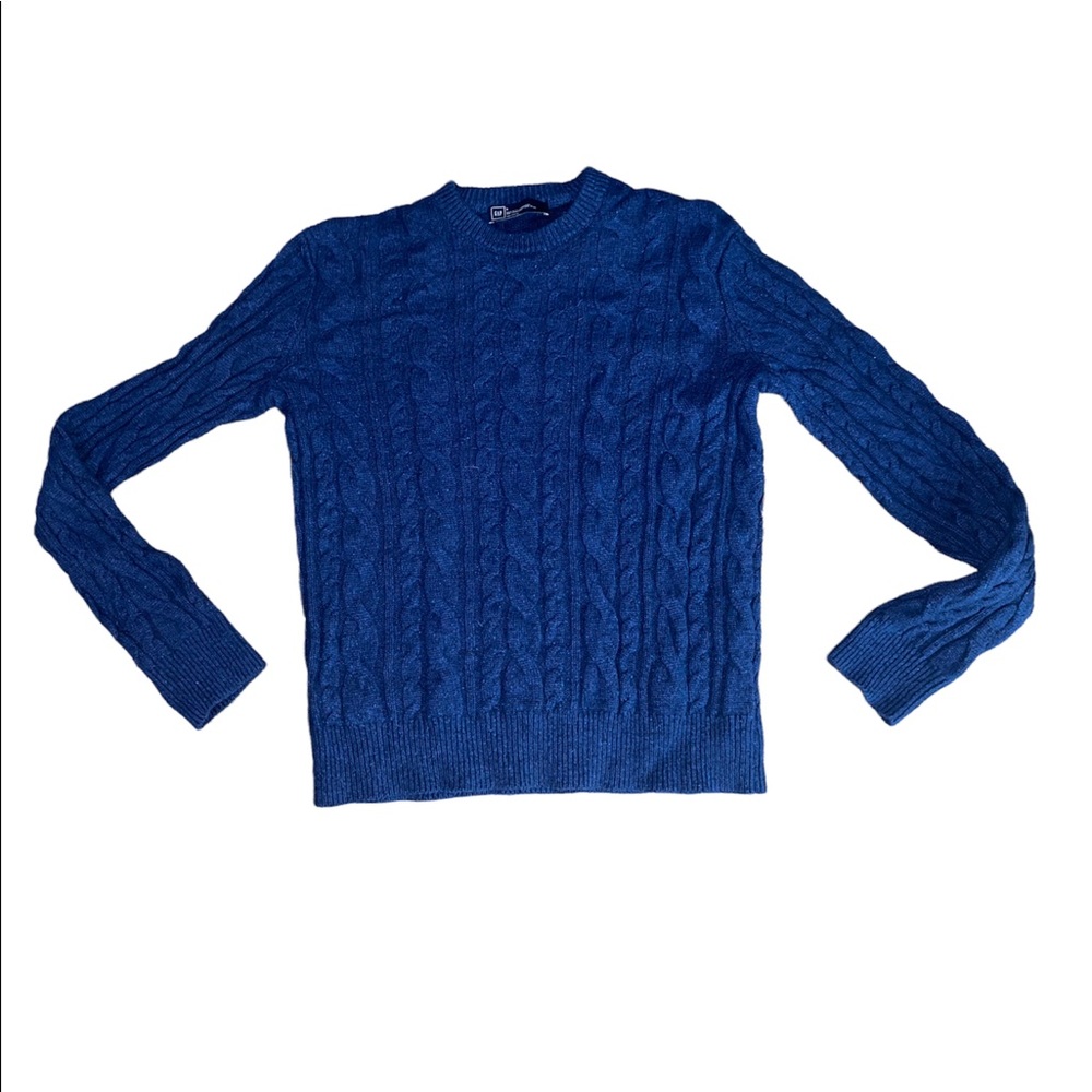 Gap Blue Wool Cable Knit Sweater sz L